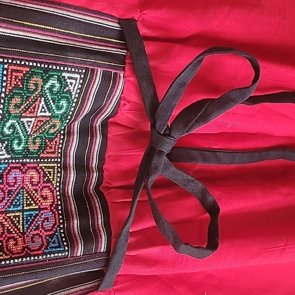 TRADITIONAL EMBROIDERY EMBELLISHED PEASANT BOHO CEREMONIAL Dress SIZE L - Picture 4 of 9